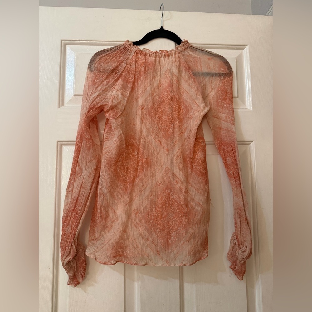 Ramy Brook Loraine Geometric Blouse – Romantic Peach Top - Picture 6 of 7